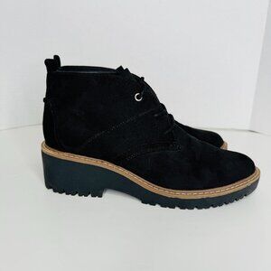 White Mountain Daniella Black Lace Up Bootie Faux Suede Leather Womens 10 Small
